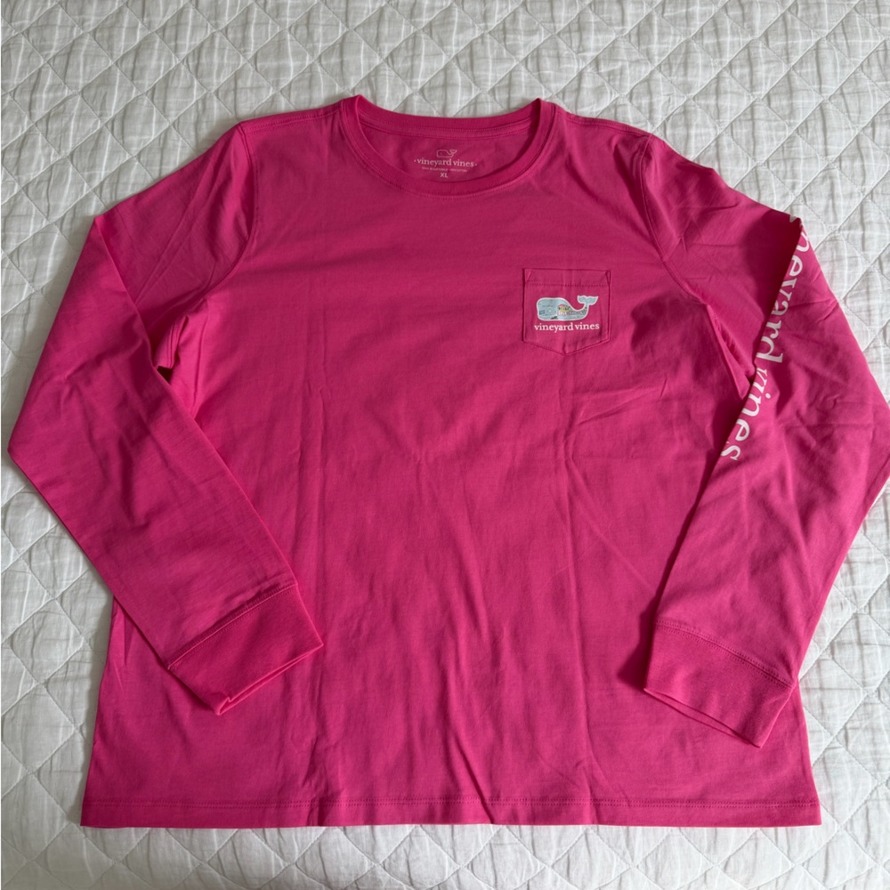 Vineyard Vines Bright pink long-sleeve Pocket Tee